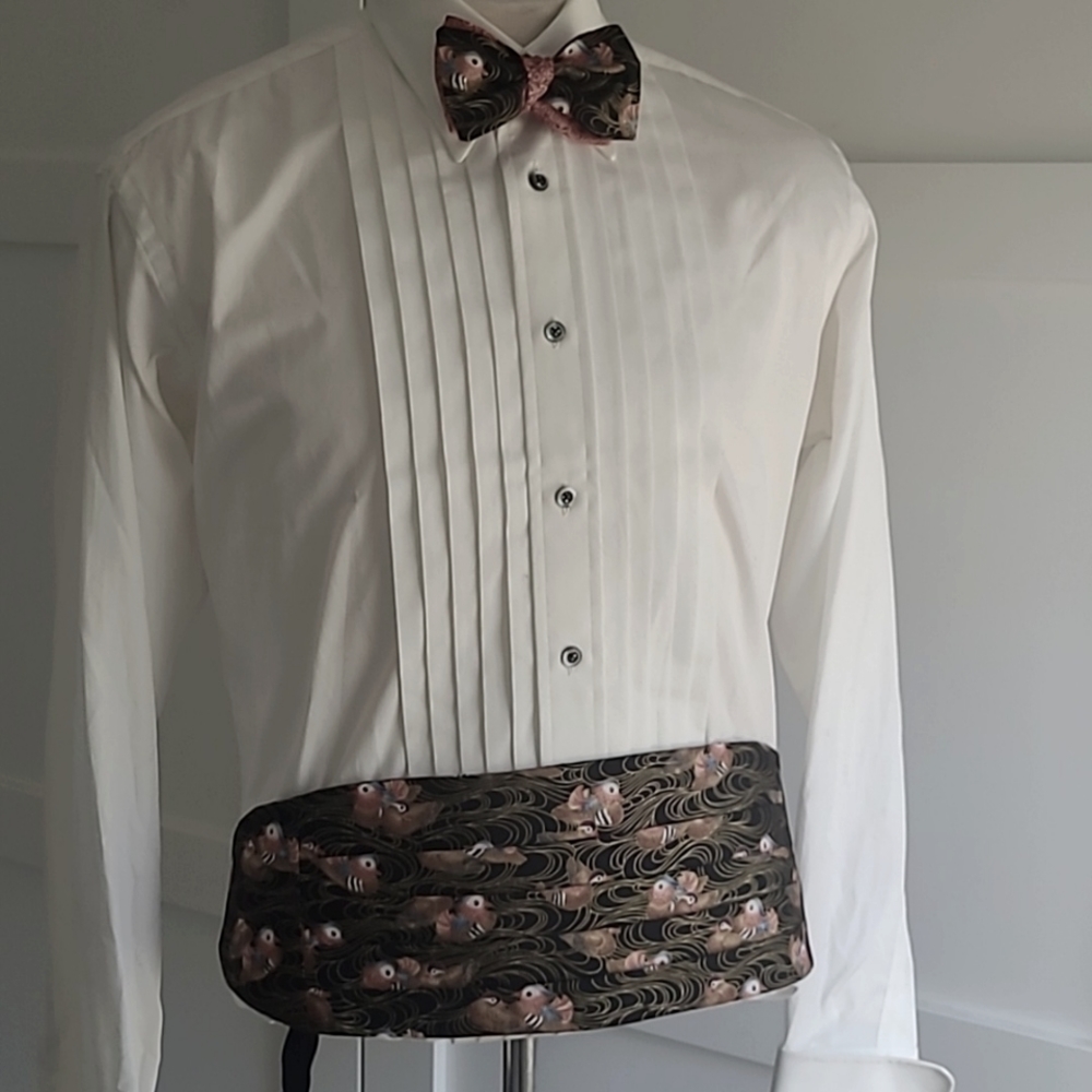 Wood duck bow tie, pocket square & cummerbund